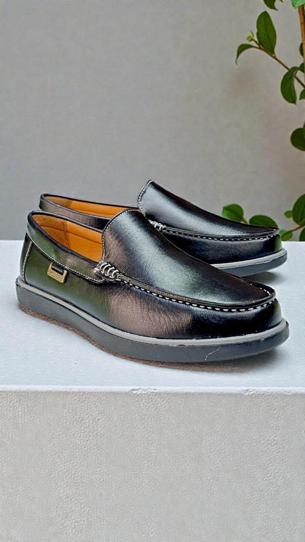 Black gry casual loafers