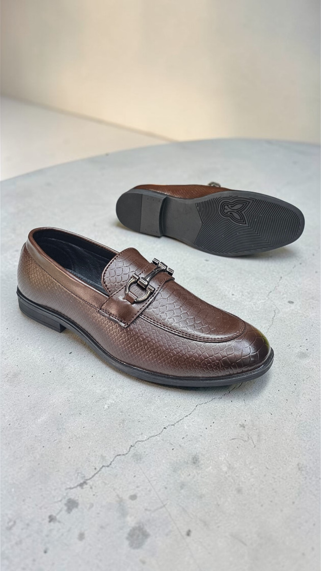 Brown croc loafers