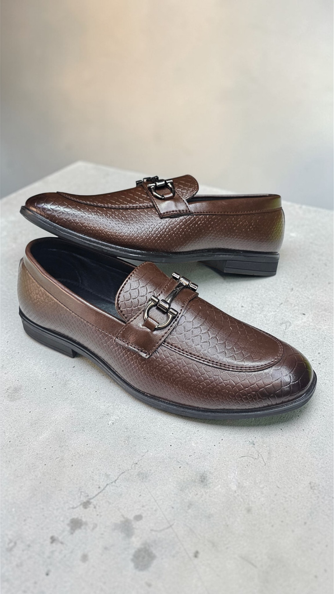Brown croc loafers
