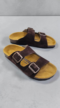 Birken 2 buckle Suede leather (Brown)