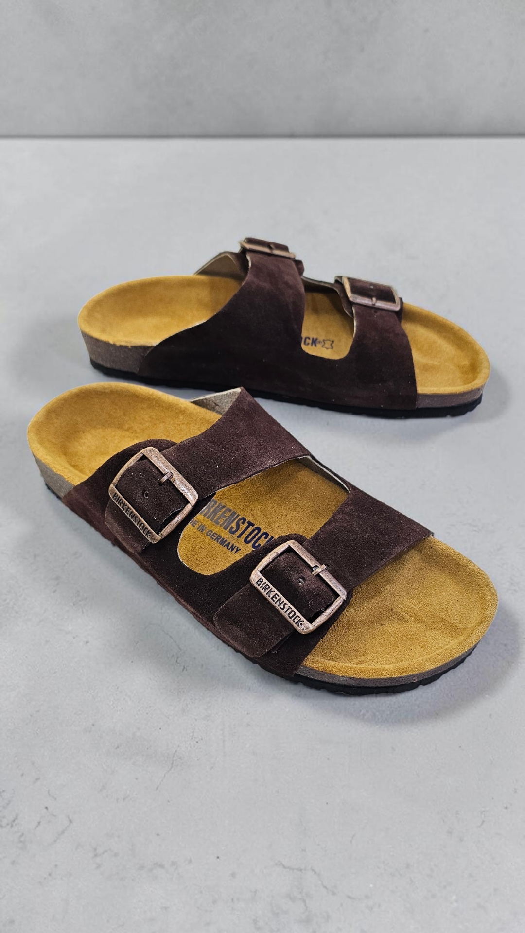 Birken 2 buckle Suede leather (Brown)