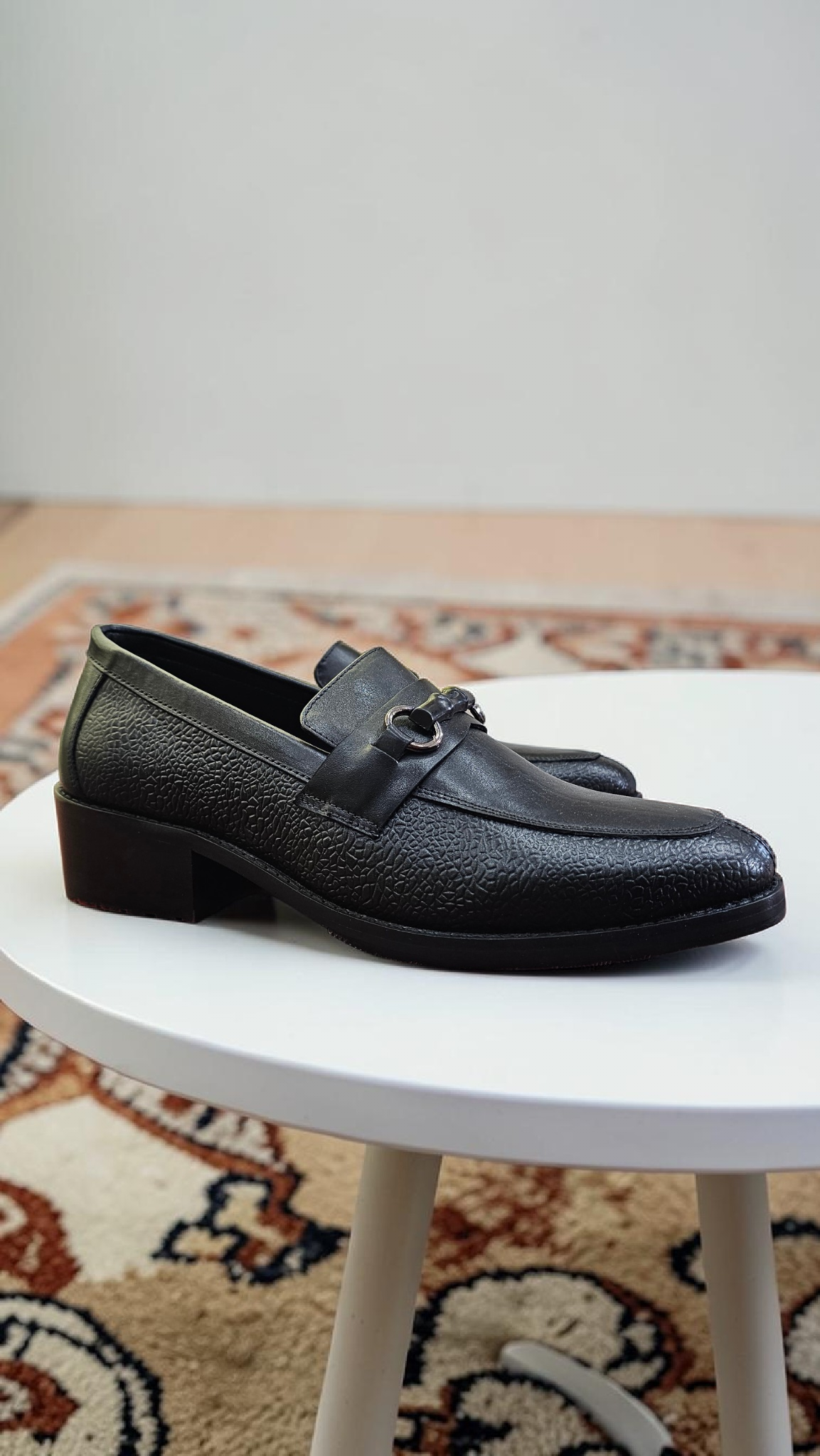 Black Cuban heel loafers (Red sole)