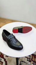 Black Cuban heel loafers (Red sole)