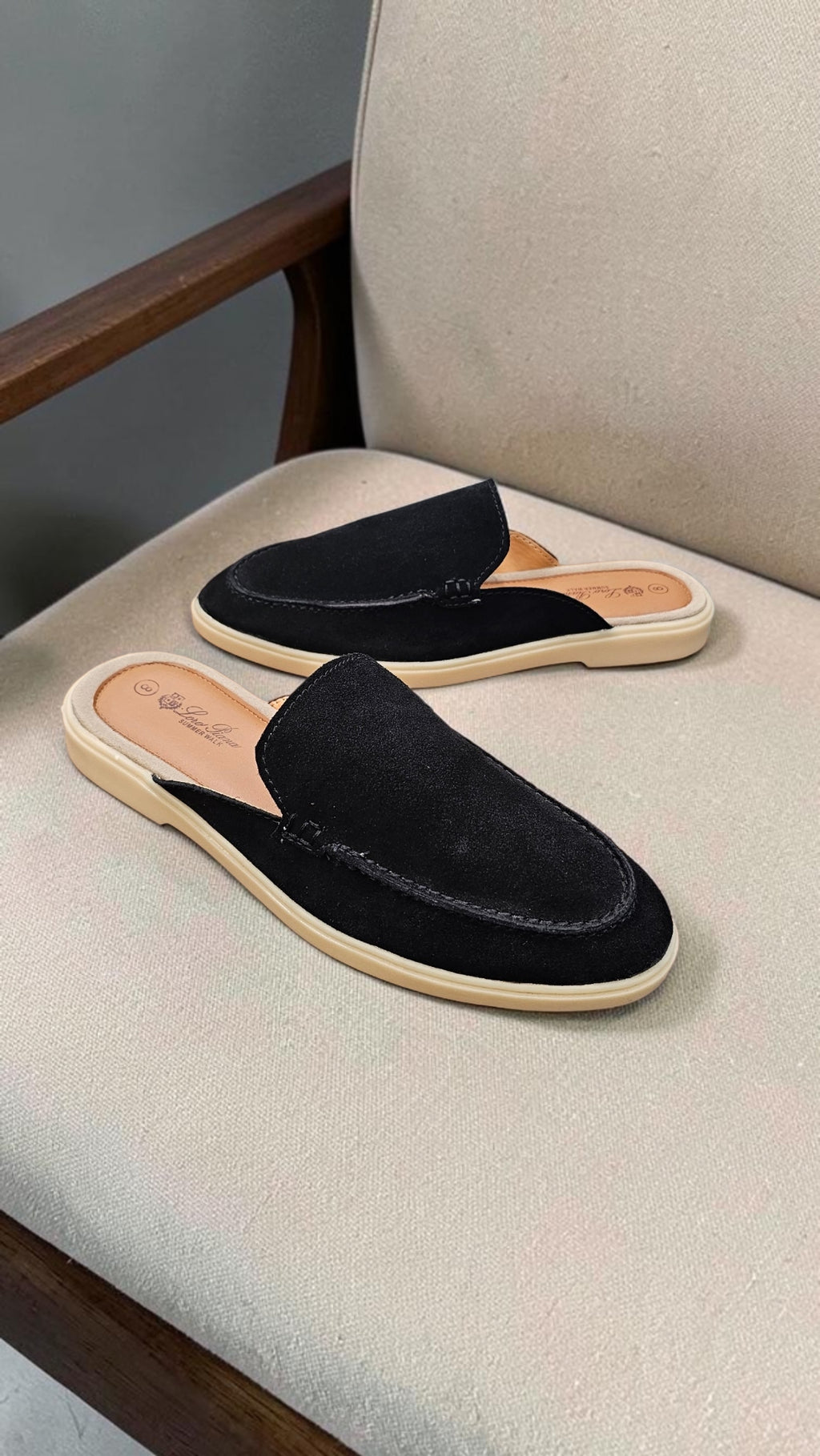 SUEDE MULES (BLACK)