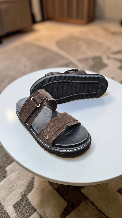 2 STRIPE CUSHIONED CHAPPAL (BROWN)