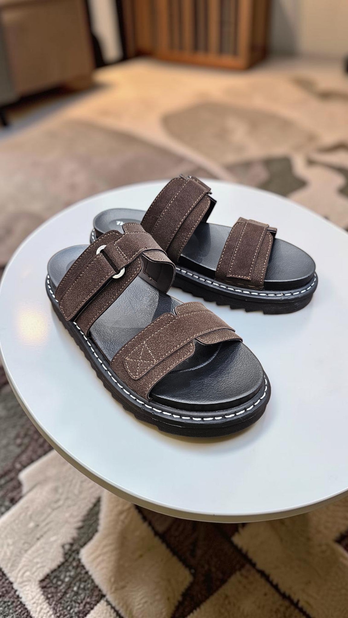 2 STRIPE CUSHIONED CHAPPAL (BROWN)